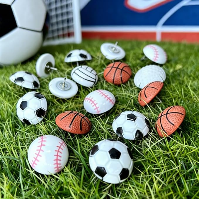 Thumb Tacks for wall, Cute Thumbtacks for Corkboards, Desk Decor for Sports - Image 5