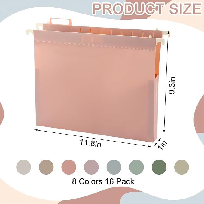 gisgfim 16 Pack Plastic Hanging File Folder Letter Size 1inch Expanding File - Image 2