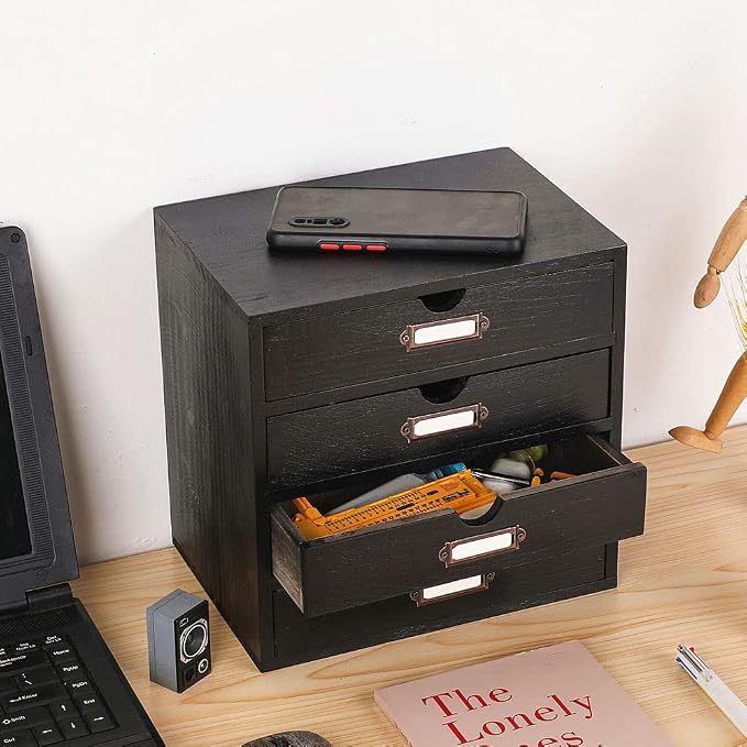 Wooden Storage Box Rustic Desktop Organizer - Image 2