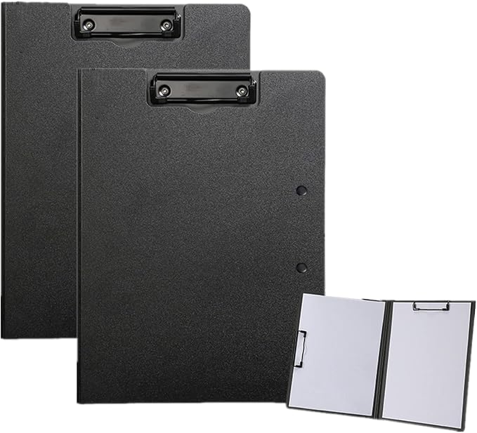 Black Clipboard Folder, A4 Clipboard Horizontal and Vertical Metal Clips | 2 by Unknown