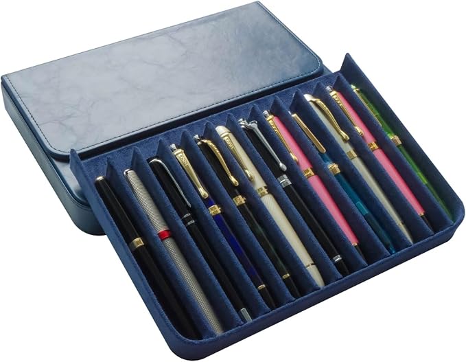 PU Leather 12 Fountain Pen/Pencil Tray Case Organizer, Fashion Design, Magnetic - Image 9
