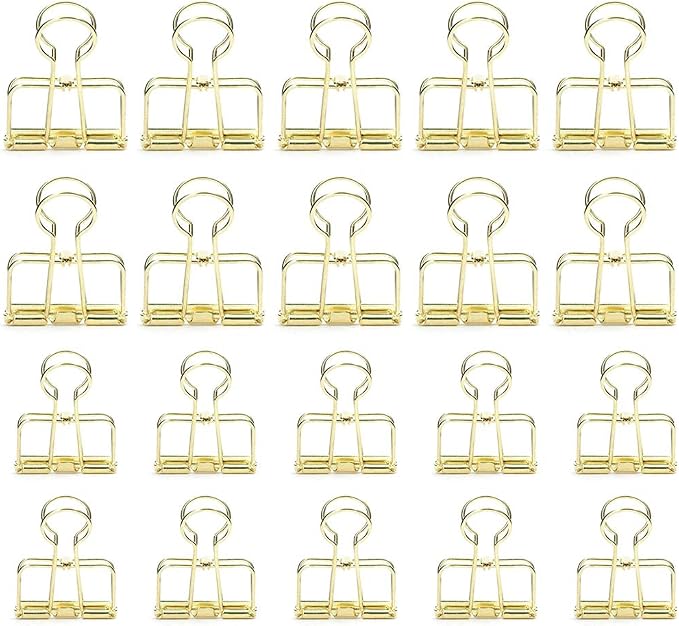 DEEDYGO 20 PCS Gold Wire Binder Clips, Office School Supplies, Food Packages - Image 2