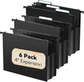Plastic Extra Capacity Hanging File Folders, 6 Pack Heavy Duty 4" Expandable by NORDUN