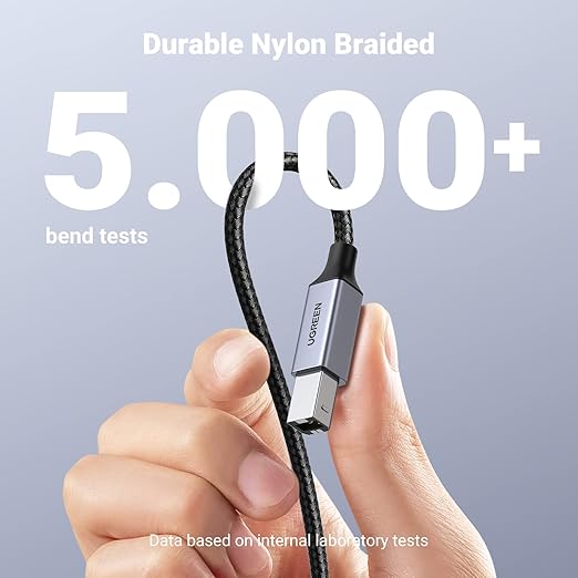 UGREEN USB B to USB C 10 FT Printer Cable, Nylon USB B to C Cord - Image 2