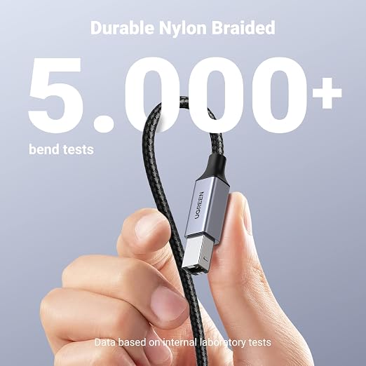 UGREEN USB B to USB C 6 FT Printer Cable, Nylon USB B to C Cord - Image 2