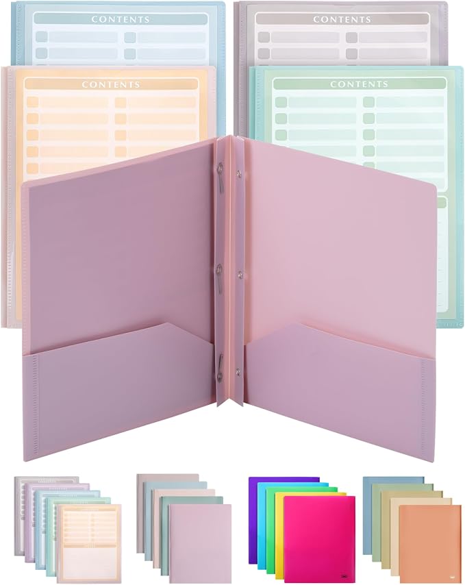 Mr. Pen- Plastic Folders with Clear Front Pocket, Pastel Colors | File Folders by MrPen