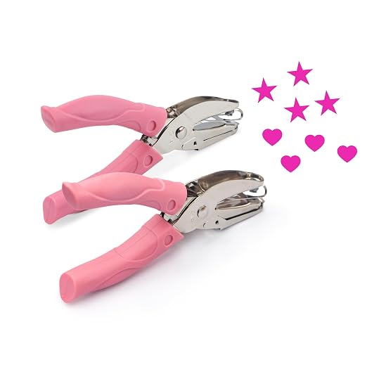 2 Pieces Handhold Hole Paper Punch, Heart and Star Shape Hole Punch by krastmon