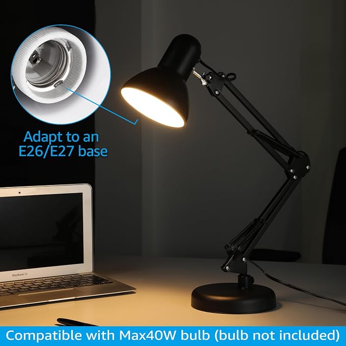 TORCHSTAR Metal Desk Lamp, Adjustable Swing Arm, - Image 7