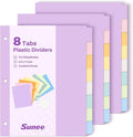 SUNEE 8 Tab Binder Dividers, Plastic Dividers by SUNEE