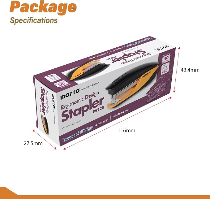 Ergonomic Stapler, 20 Sheet Capacity & 100 Staples Storage, - Image 9