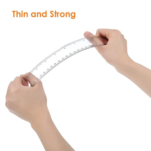 EBOOT 2 Pack Plastic Ruler Straight Ruler Plastic Measuring Tool - Image 3