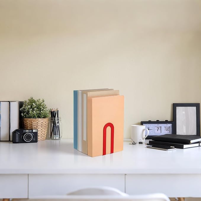 Chunful 2 Pcs Modern Metal Book Ends - Image 7