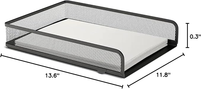 1InTheOffice Stackable Letter Tray, Matte Black Wire Mesh Front-Load Letter Tray - Image 7