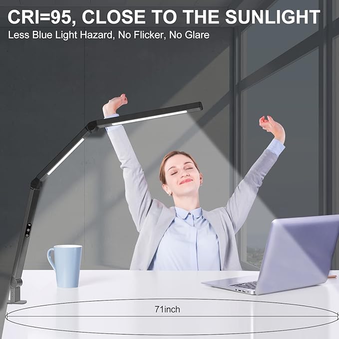 LED Desk Lamp with Clamp, Architect Desk Lamp with Dual Light and Adjustable - Image 2
