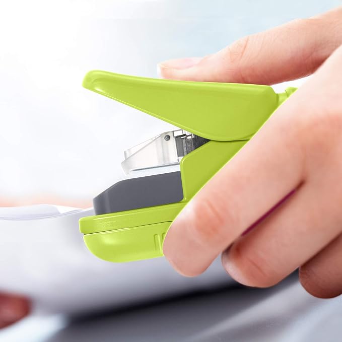 Plus Paper Clinch Compact Staple-Free Stapler, Neon Green - Image 3