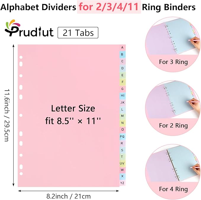 21-Tab A-Z Alphabet Binder Dividers - Image 2