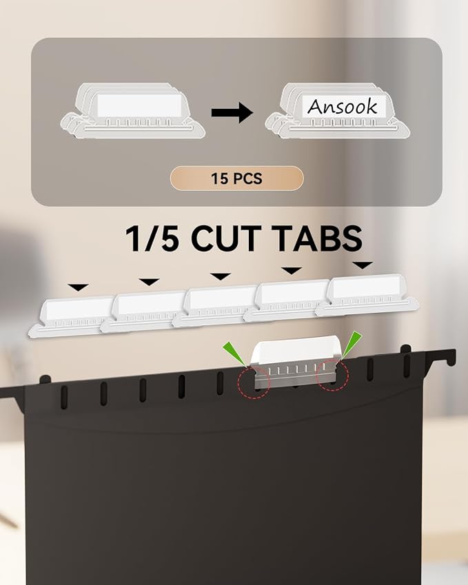 Ansook Letter Size Hanging File Folders, 12 Pack Extra Capacity File Folders - Image 4