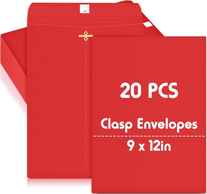 Geyee 20 Pcs 9 x 12 Inch Clasp Envelopes Letter Size Mailing Envelopes by Geyee