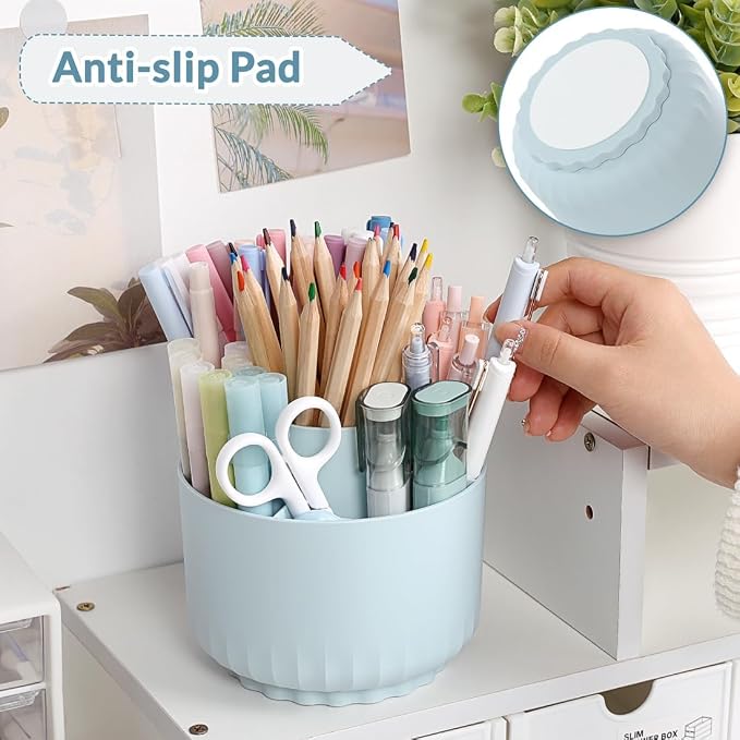 SKYDUE 360 Degree Rotating Desk Organizer, Dual-Purpose Pencil Pen Holder - Image 3