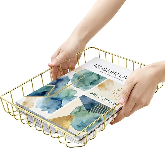 Okllen 3 Pack Gold Wire File Organizer Trays - Image 3