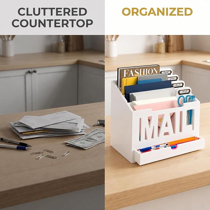 Mail Organizer Countertop, Desktop Mail Sorter - Image 3