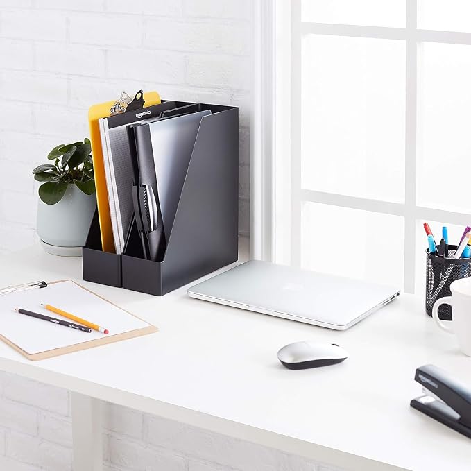 Amazon Basics Plastic Desk Organizer Magazine Rack and File Holder - Image 2