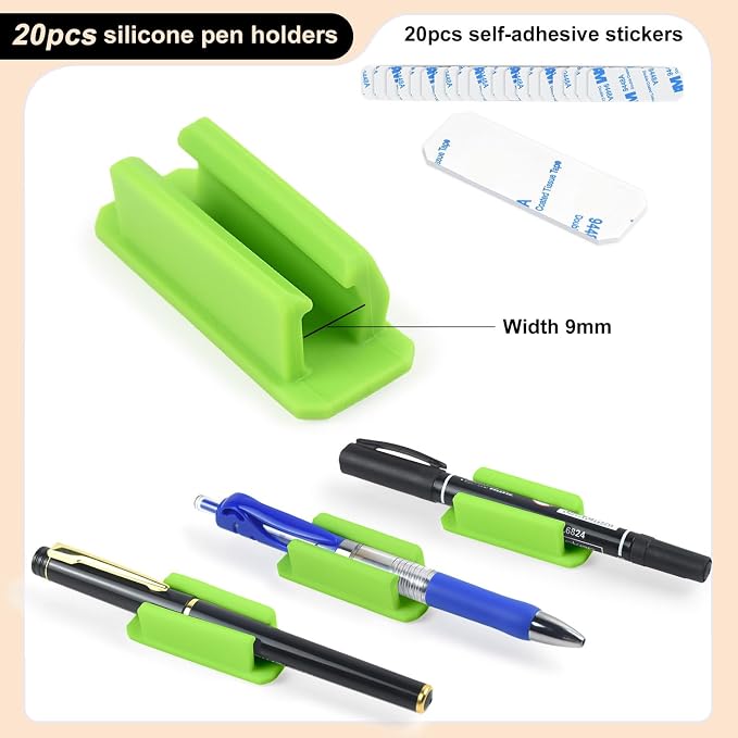 20 Pack Silicone Pencil Holders, Adhesive Pen And Marker Holders, Wall - Image 4