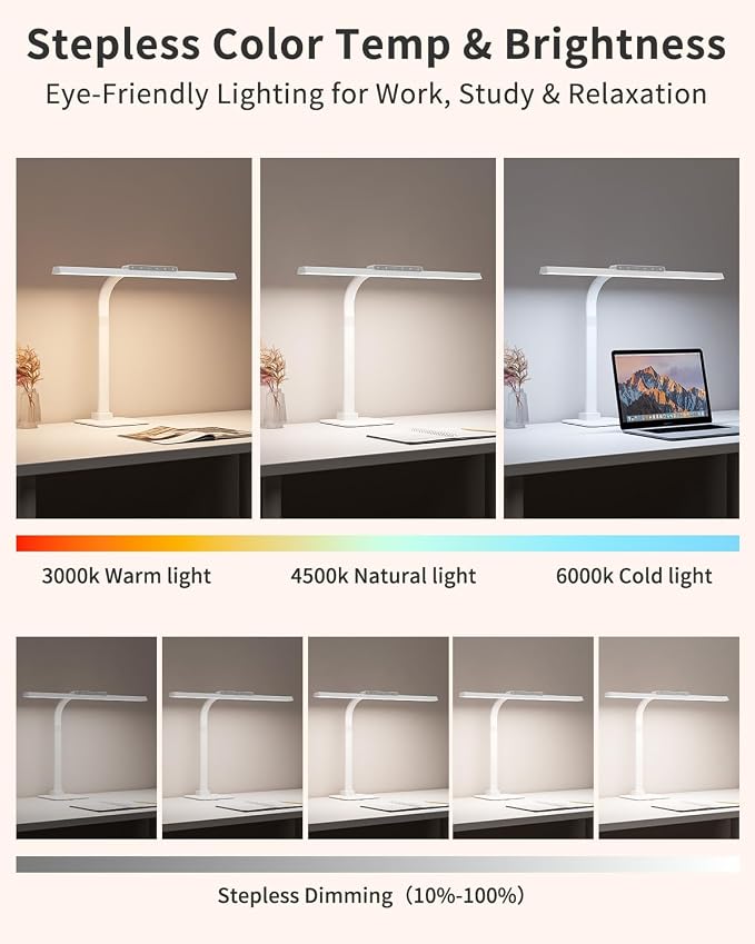 24W Clamp on Desk Lamp for Home Office, Touch Control Light - Image 7