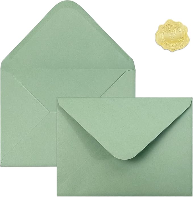 100 PCS Sage Green Colorful A7 Envelopes by YINUOYOUJIA