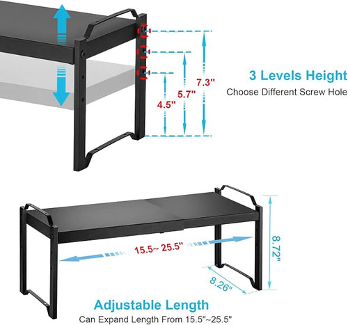 1 Pack Expandable Cabinet Countertop Shelves, Stackable Shelves Organizers - Image 2