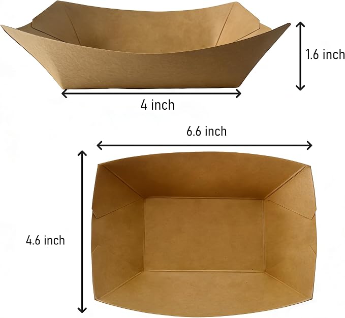 100 Pack, 2lb Paper Food Trays, Disposable Food Trays, Suitable - Image 3