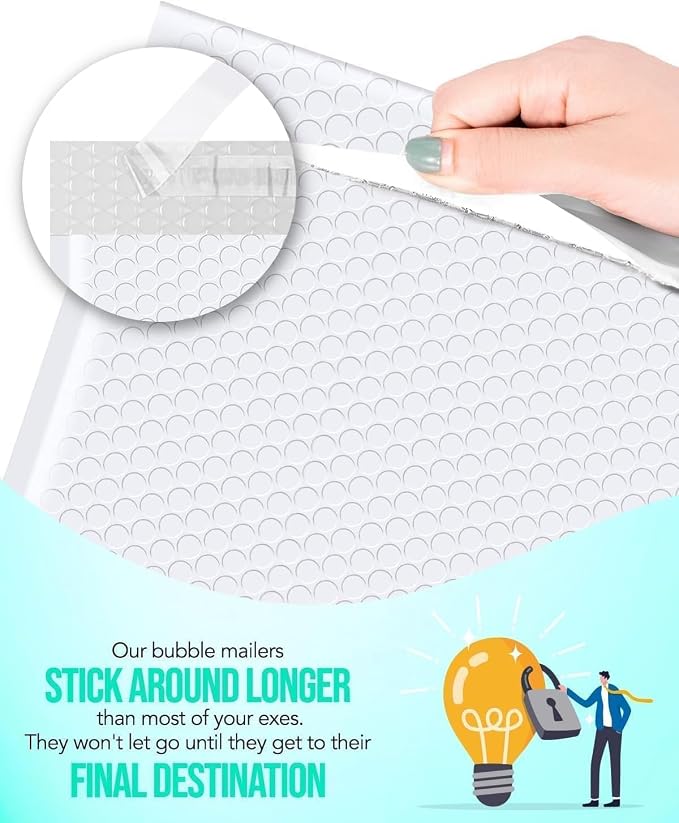 GSSUSA Large Bubble Mailers 10.5x16 Inch 250 Pack White Padded Envelopes - Image 6
