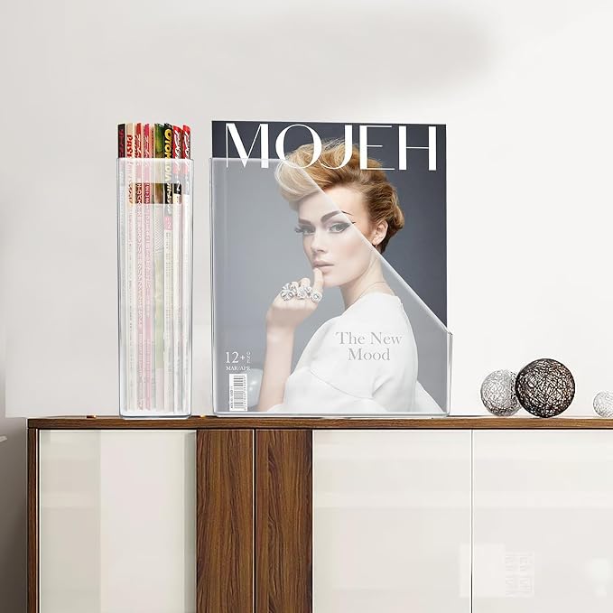 2 Pack Acrylic Magazine File Holder, A4 Vertical File Organizer - Image 7
