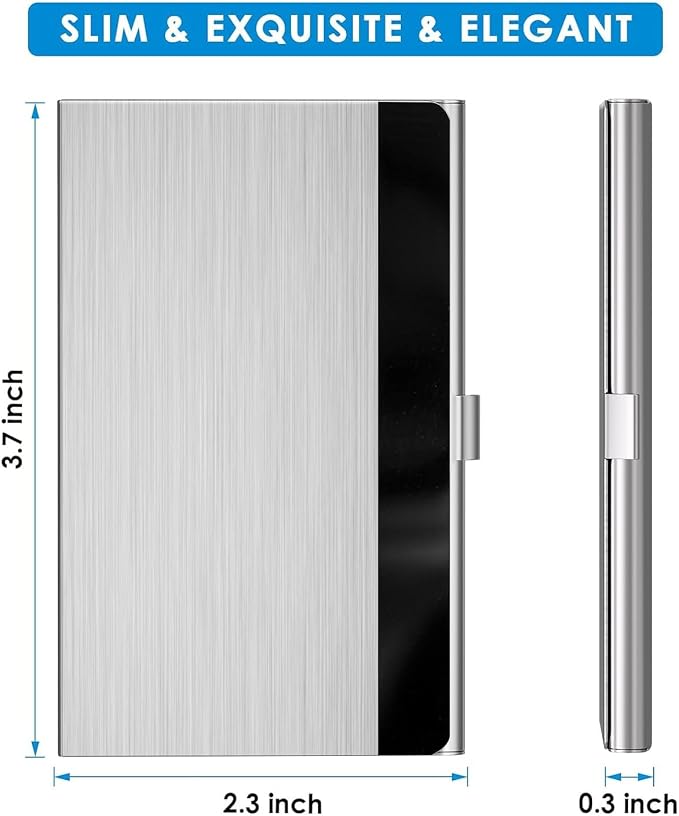 MaxGear Stainless Steel Business Card Holder, Slim Card Case, Buckle Closure - Image 6