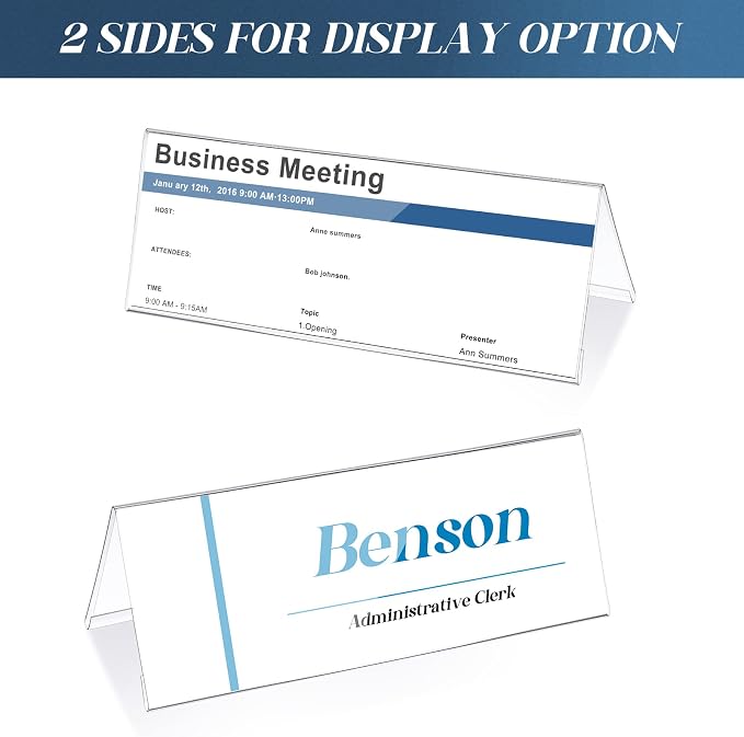 Vicenpal Acrylic Name Plate for Desk, PVC Names Tent Card Holder, Table Sign - Image 3