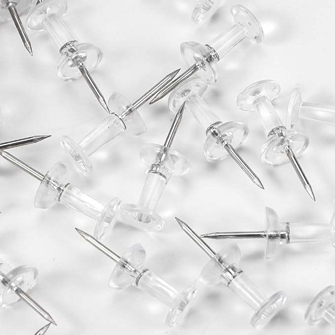 Push Pins 600 Count, Standard Clear Thumb Tacks Steel Point and Clear Plastic - Image 8