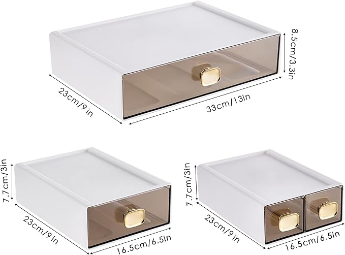 2 PACK Stackable Desk Organizer Stackable Storage Drawer Small Desk Organizer - Image 2