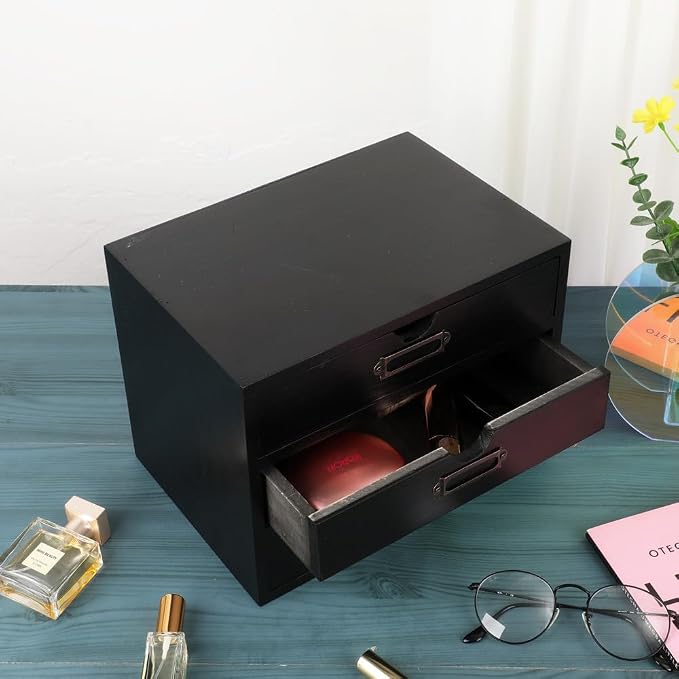 Wooden Storage Box Rustic Desktop Organizer - Image 5