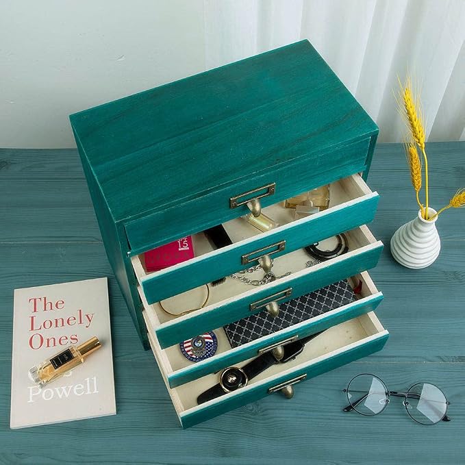 GoooodGIFT Small Wooden Drawers Rustic Desk Organizers and Accessories Wooden - Image 5