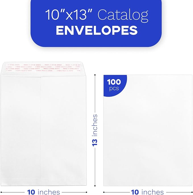 10x13 White Envelopes Self Seal 100 Pack, Goefun 80GSM Paper Security Catalog - Image 2