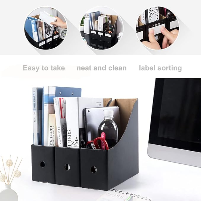 Foldable Desk File Holder Organizer Sturdy Cardboard Magazine Storage Box - Image 4