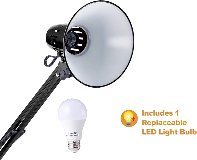 Bostitch Office VLF100D Swing Arm Desk Lamp, Includes Replaceable LED Bulb - Image 5