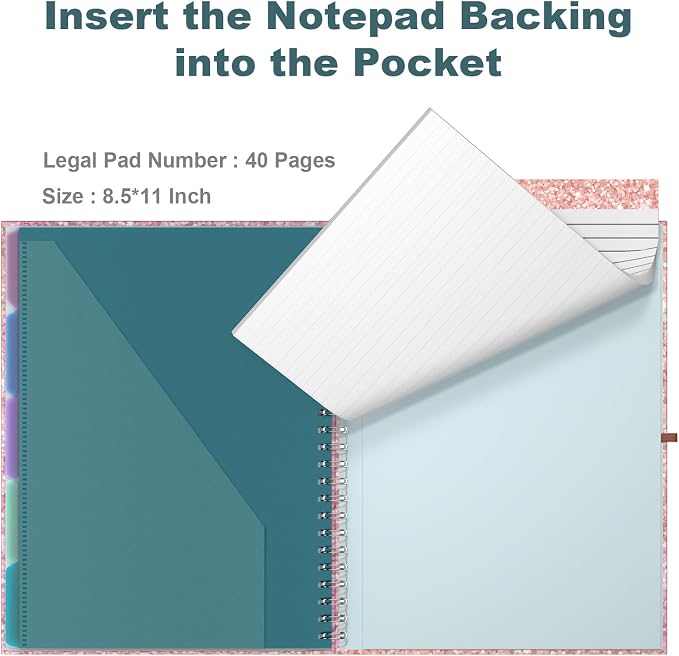 Hongri Clipboard Folio with Refillable Lined Notepad, 8.5 x 11 Folders with - Image 4