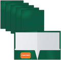 Better Office Products 2 Pocket Glossy Laminated Dark Green Paper Folders by BetterOfficeProducts