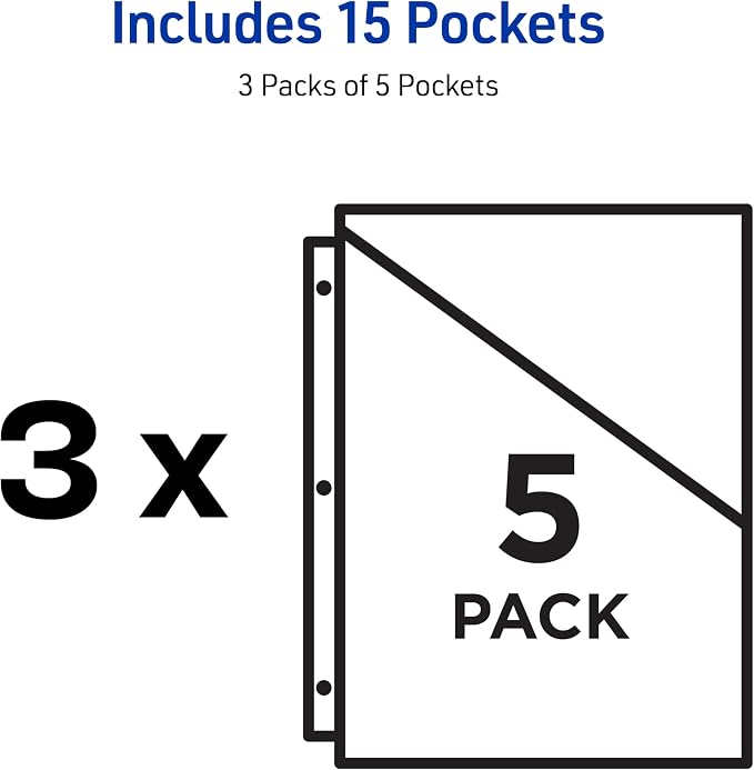 Avery Binder Pockets for 3 Ring Binders, 8.5" x 11", Acid-Free and Archival-Safe - Image 3