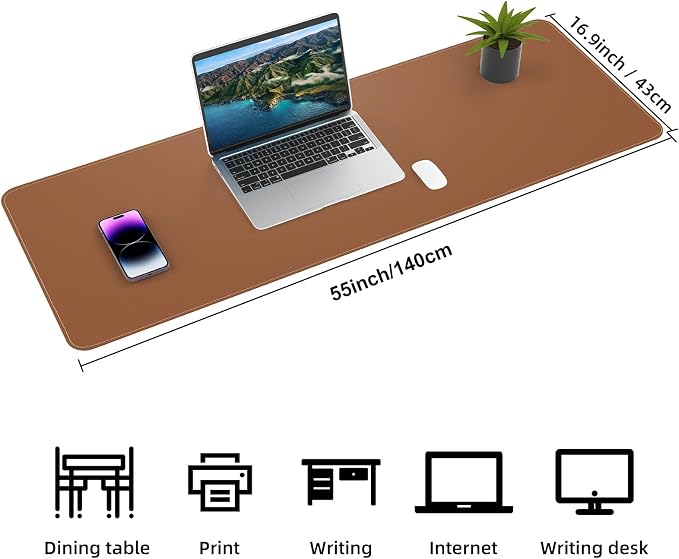 AFIING Cork Desk Mat 55" x 17", Dual-Sided Natural Cork & PU Leather Desk Pad - Image 2