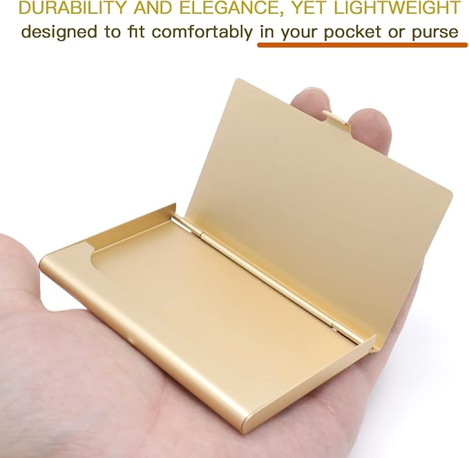 2-Pack Gold Aluminum Business Card Holder Slim Flip Pocket Case | aluminum - Image 4