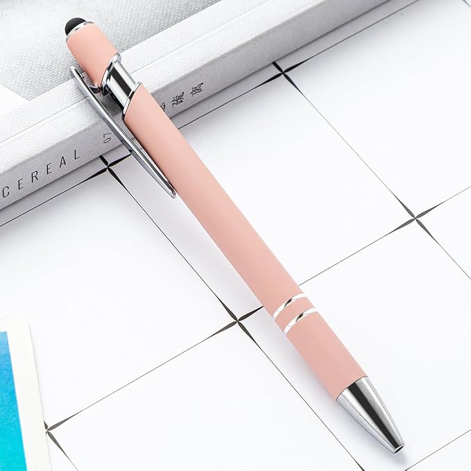 PASISIBICK 8 Pieces Ballpoint Pens, 2-in-1 Stylus Tip Retractable Ballpoint Pen - Image 8