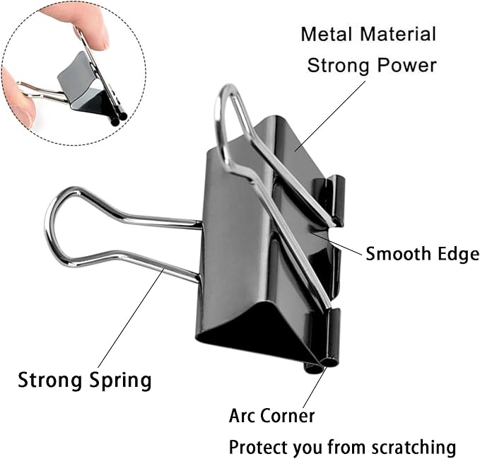 Medium Binder Clips 1.6 Inch, Large Binder Clips Medium Paper Clamps - Image 2