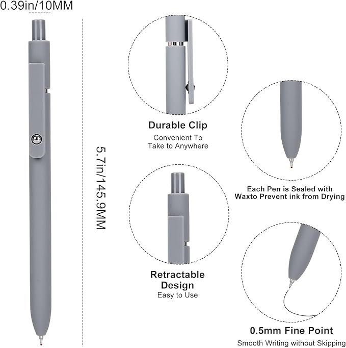 Ddaowanx Gel Pens, 0.5mm Fine Point Quick Dry Black Ink Pens Retractable - Image 2